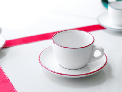Кофейная пара для капучино, 0.18 л, цветной ободок на чашке/блюдце, Ancap, Verona Millecolori Rims
