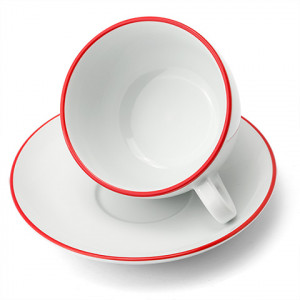 Чайная пара, 0.48 л, цветной ободок на чашке/блюдце, Ancap, Verona Millecolori Rims