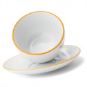 Кофейная пара для латте, 0.35 л, желтый, ободок на чашке/блюдце, Ancap, Verona Millecolori Rims