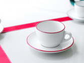 Кофейная пара для эспрессо, 0.075 л, красный, ободок на чашке/блюдце, Ancap, Verona Millecolori Rims