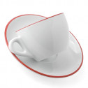 Кофейная пара для капучино, 0.18 л, 87 мм, красный, ободок на чашке/блюдце, Ancap, Verona Millecolori Rims