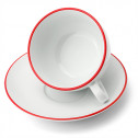 Кофейная пара для латте, 0.35 л, красный, ободок на чашке/блюдце, Ancap, Verona Millecolori Rims