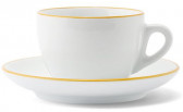 Кофейная пара для двойного капучино, 0.26 л, желтый, ободок на чашке/блюдце, Ancap, Verona Millecolori Rims