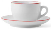 Кофейная пара для капучино, 0.18 л, 87 мм, красный, ободок на чашке/блюдце, Италия