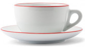 Кофейная пара для латте, 0.35 л, красный, ободок на чашке/блюдце, Ancap, Verona Millecolori Rims