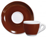 Кофейная пара для эспрессо, 0.075 л, 64 мм, коричневый, деколь чашка, ручка, блюдце, Ancap, Verona Millecolori