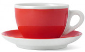 Кофейная пара для капучино, 0.18 л, 87 мм, красный, деколь чашка, ручка, блюдце, Италия