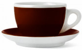 Кофейная пара для капучино, 0.18 л, 87 мм, коричневый, деколь чашка, ручка, блюдце, Ancap, Verona Millecolori