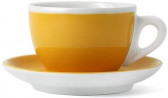 Кофейная пара для двойного капучино, 0.26 л, желтый, деколь чашка, ручка, блюдце, Ancap, Verona Millecolori