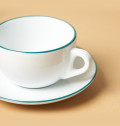 Кофейная пара для латте, 0.35 л, морская волна, ободок на чашке/блюдце, Ancap, Verona Millecolori Rims