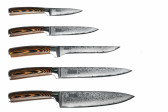 Набор ножей с подставкой, 6 пр, черно-коричневый, стальной, Mikadzo, Damascus Suminagashi