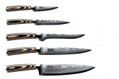 Набор ножей с подставкой, 6 пр, черно-белый, стальной, Mikadzo, Damascus
