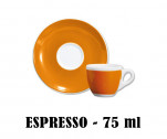 Кофейная пара для эспрессо, 0.075 л, 63 мм, оранжевый, деколь чашка, ручка, блюдце, Ancap, Verona Millecolori