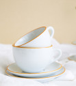 Кофейная пара для латте, 0.35 л, цветной ободок на чашке/блюдце, Ancap, Verona Millecolori Rims