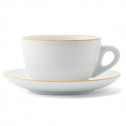 Кофейная пара для латте, 0.35 л, цветной ободок на чашке/блюдце, Ancap, Verona Millecolori Rims